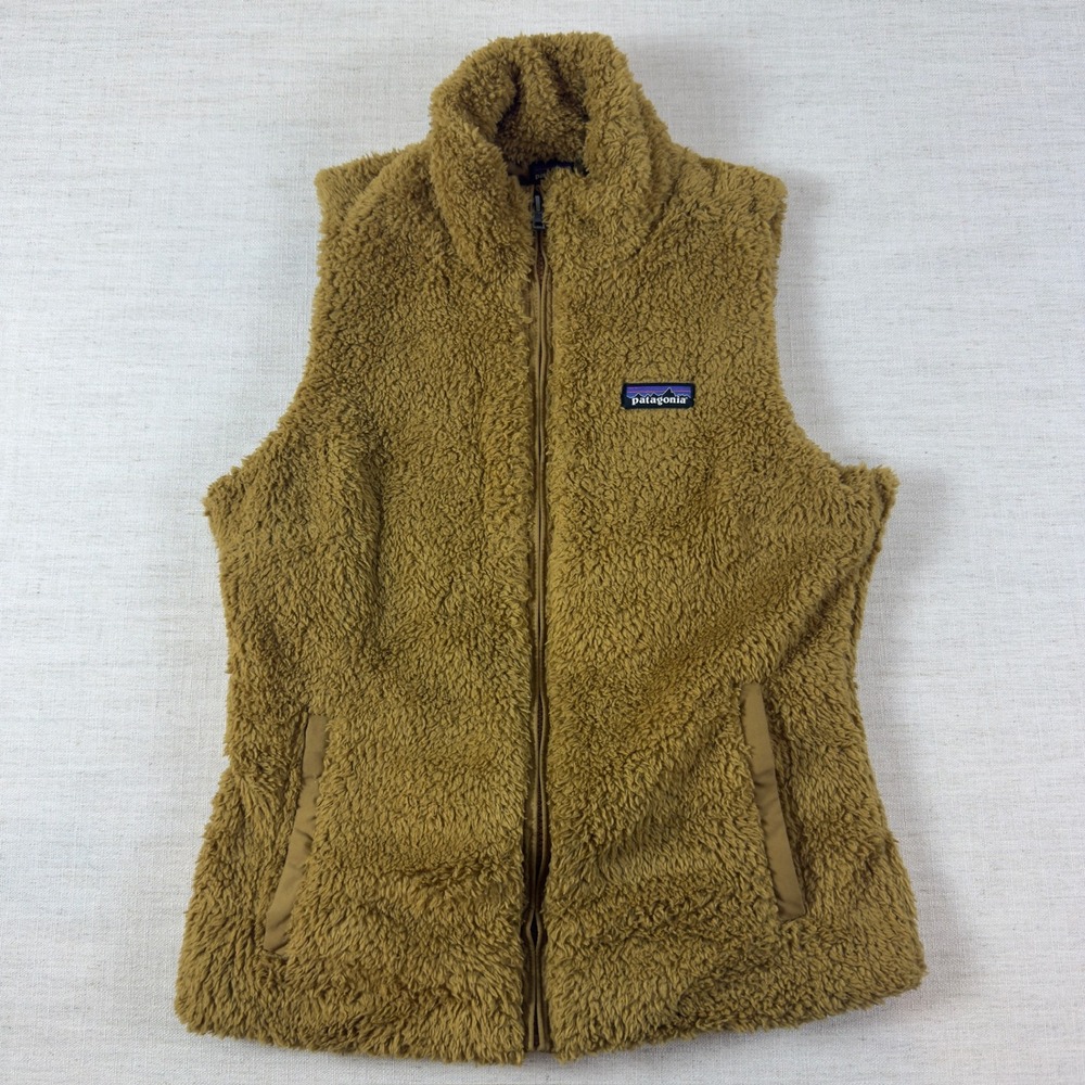 Patagonia Los Gatos Fleece Vest Tan Brown Womens Small 25216 High Pile Full Zip